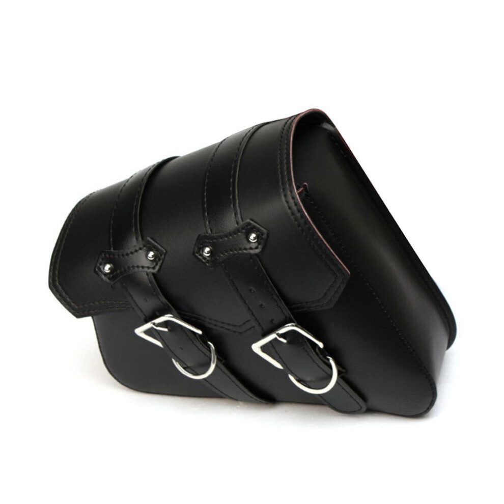 (Black) Motorcycle Luggage Autobike Pouch Bag PU Leather Side Bags Saddlebags for Motorbike