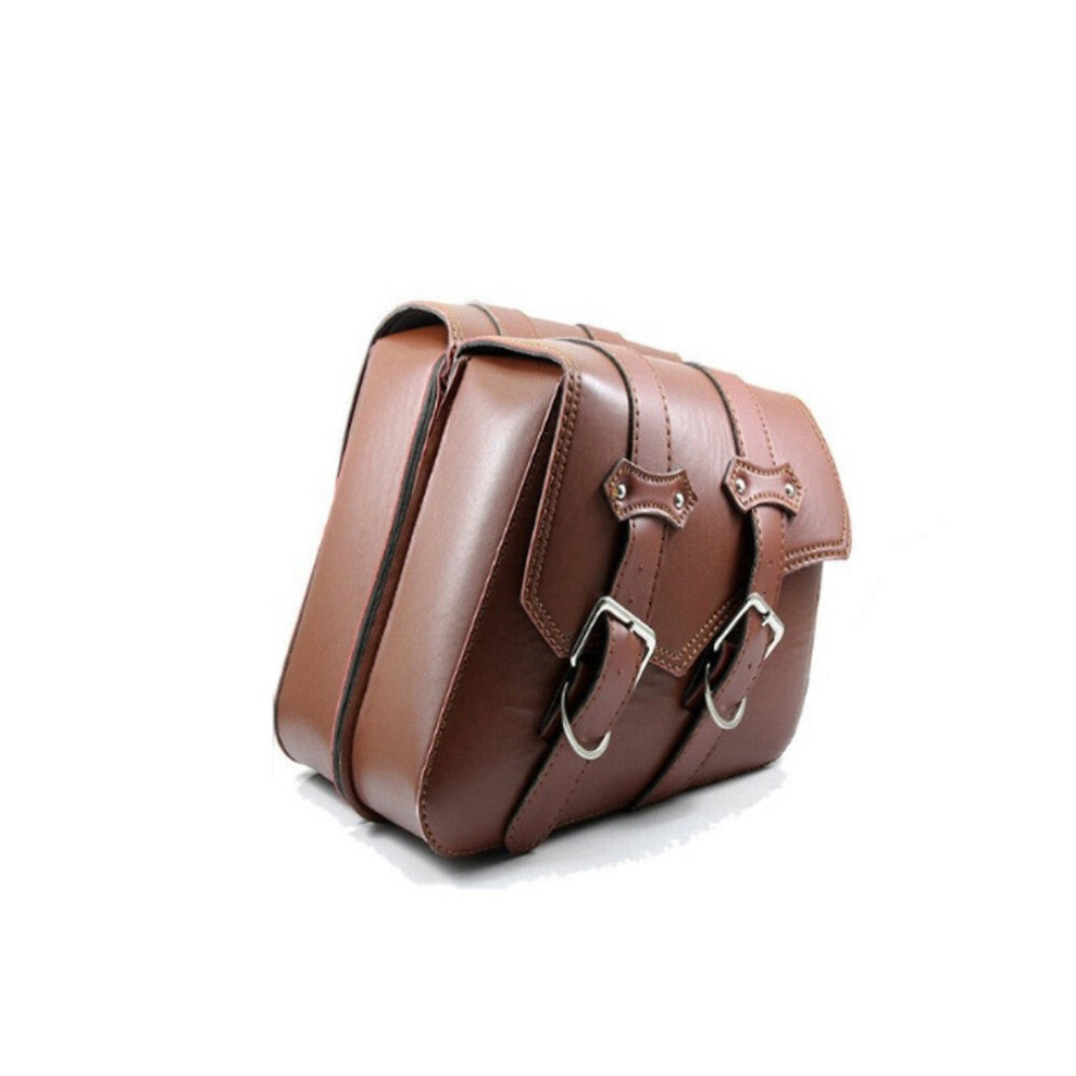 (Brown) Motorcycle Luggage Autobike Pouch Bag Pu Leather Side Bags Saddlebags For Motorbike Brown 3654657582630