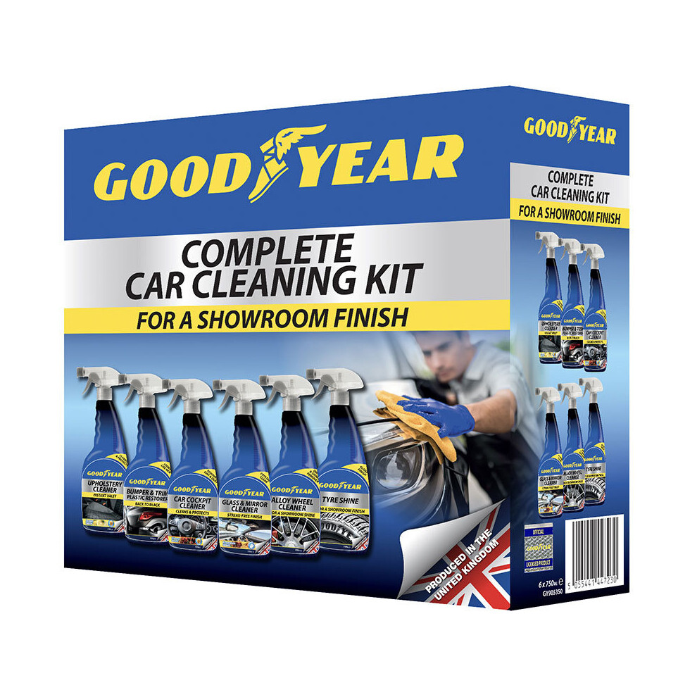 Goodyear Complete Car Cleaning Kit Interior Exterior Tyres Wheel Cockpit Glass 5055441447230
