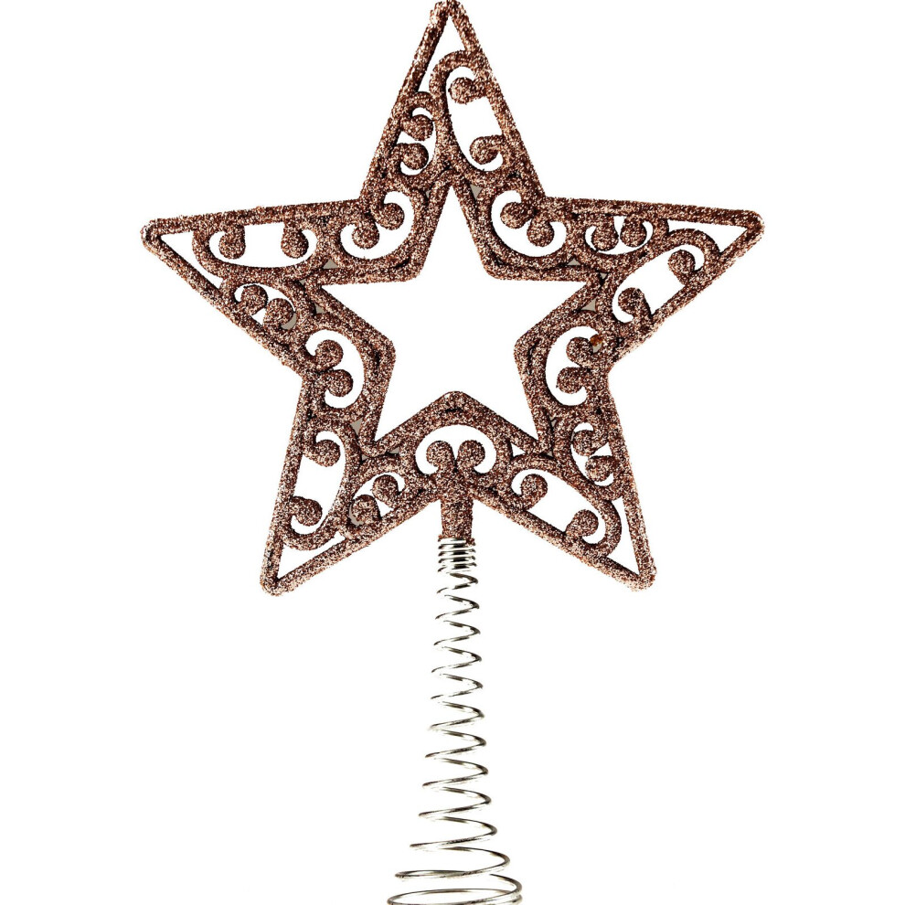 Large 8'' Glitter Rose Gold Christmas Tree Top Topper Decoration Star Xmas 2021