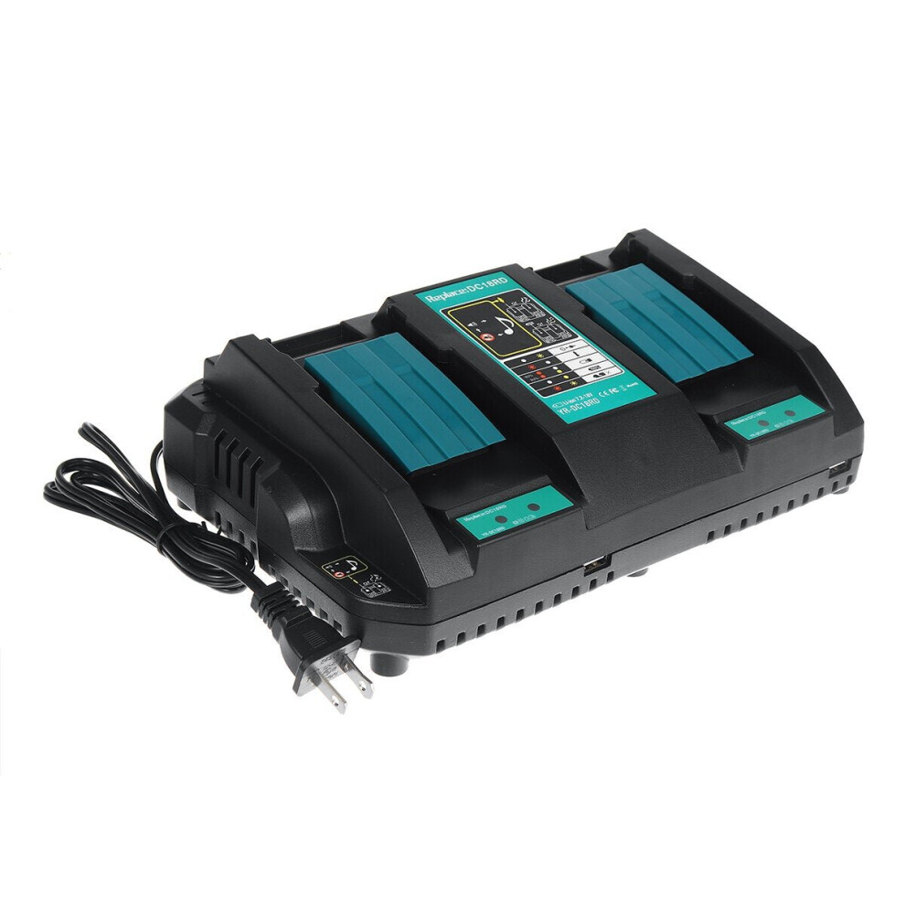 (EU Plug) 18-14V Battery Charger For Makita USB Charger Fast Rapid Dual Twin Port