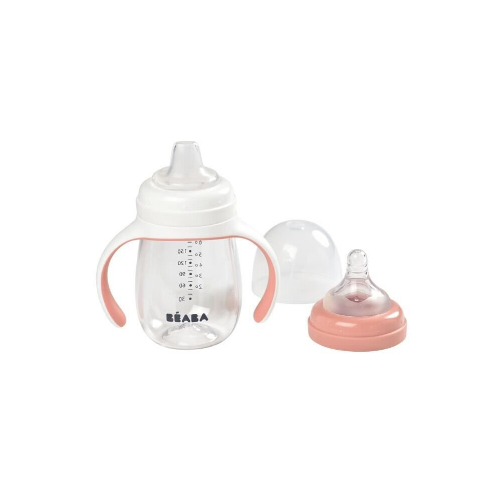 2 In 1 Learning Bottle 210 Ml - Old Pink Beaba