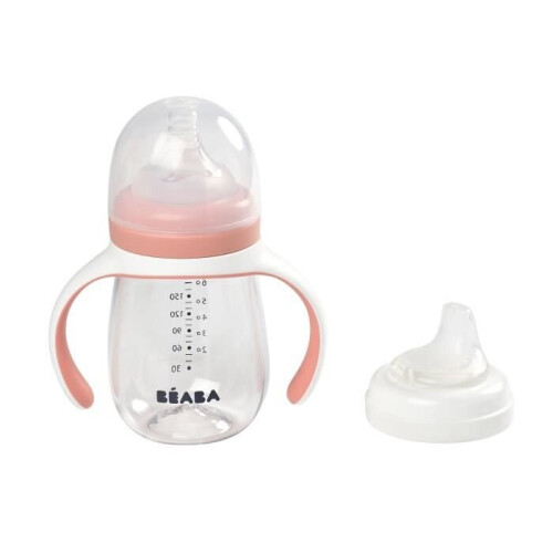 BEABA BEABA 2 in 1 learning bottle 210 ml - old pink 2