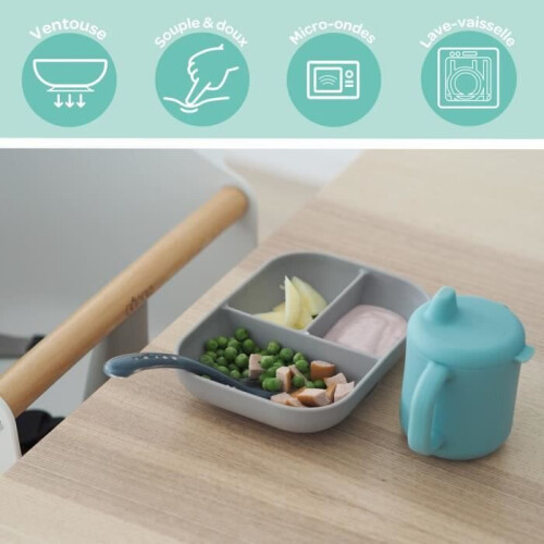 BEABA BEABA, Set di apprendimento in silicone + tazza - blu 2