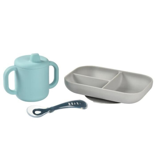 BEABA BEABA, Set di apprendimento in silicone + tazza - blu