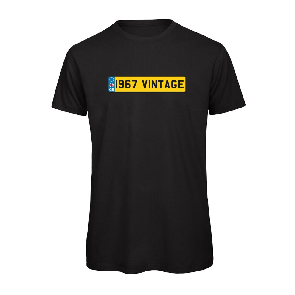 (Black, XL) 1967 Vintage Birthday Numberplate Graphic 100% Organic Very High Quality T-shirt, Gift Boxed  Perfect Christmas, Birthday Gift-image-OPC-P9NDJMD-NEW