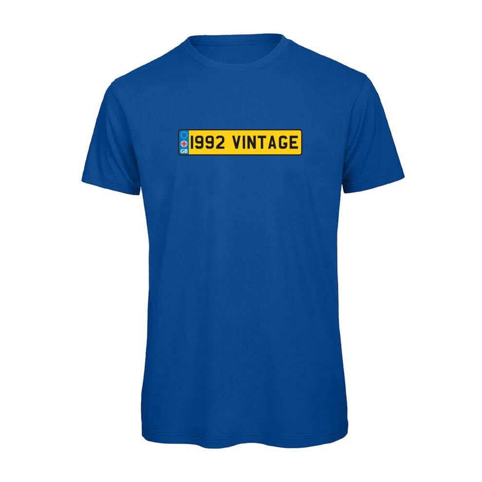 (Royal Blue, S) 1992 Vintage Birthday Numberplate Graphic 100% Organic Very High Quality T-shirt, Gift Boxed  Perfect Christmas, Birthday Gift-image-OPC-P9NDMQ7-NEW