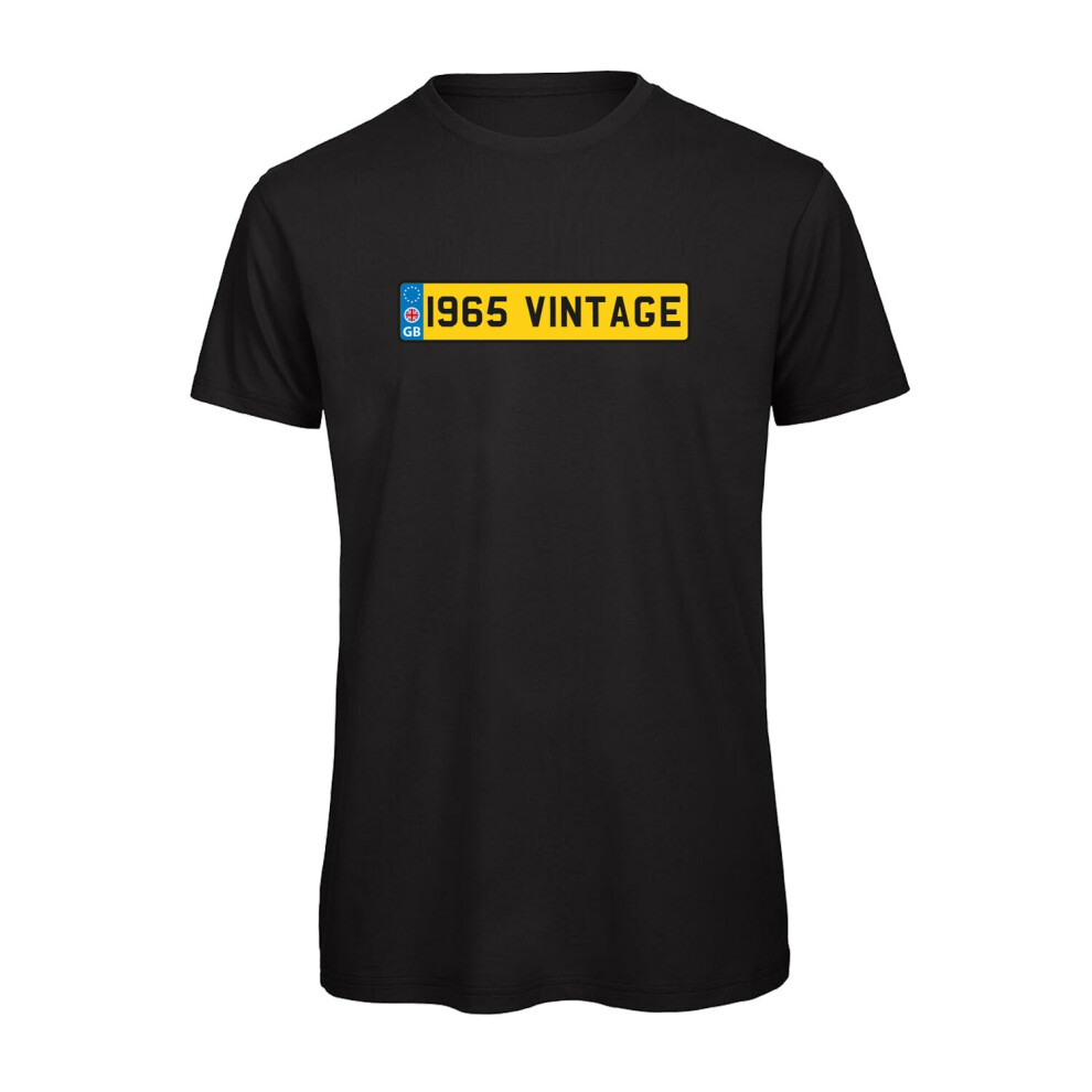 (Black, 2XL) 1965 Vintage Birthday Numberplate Graphic 100% Organic Very High Quality T-shirt, Gift Boxed  Perfect Christmas, Birthday Gift-image-OPC-P9NDPBJ-NEW