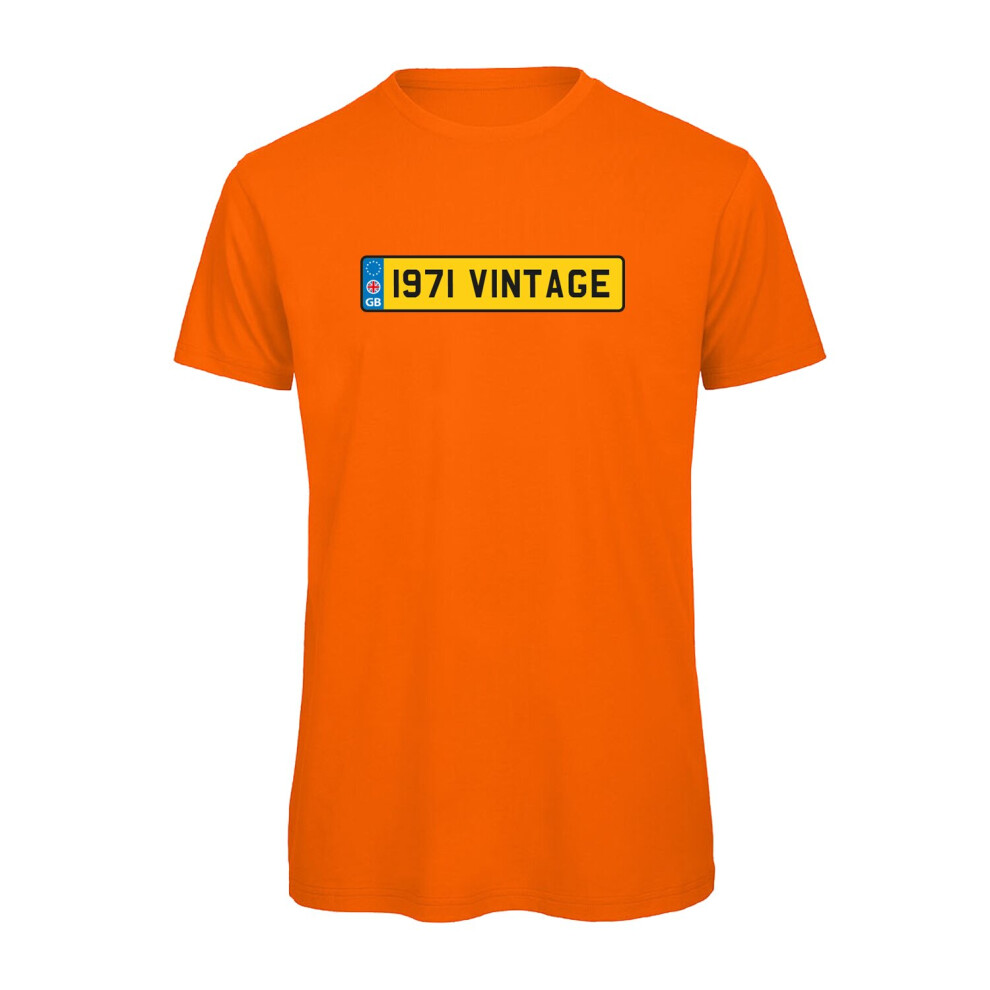 (Orange, 2XL) 1971 Vintage Birthday Numberplate Graphic 100% Organic Very High Quality T-shirt, Gift Boxed  Perfect Christmas, Birthday Gift-image-OPC-P9NDPWR-NEW