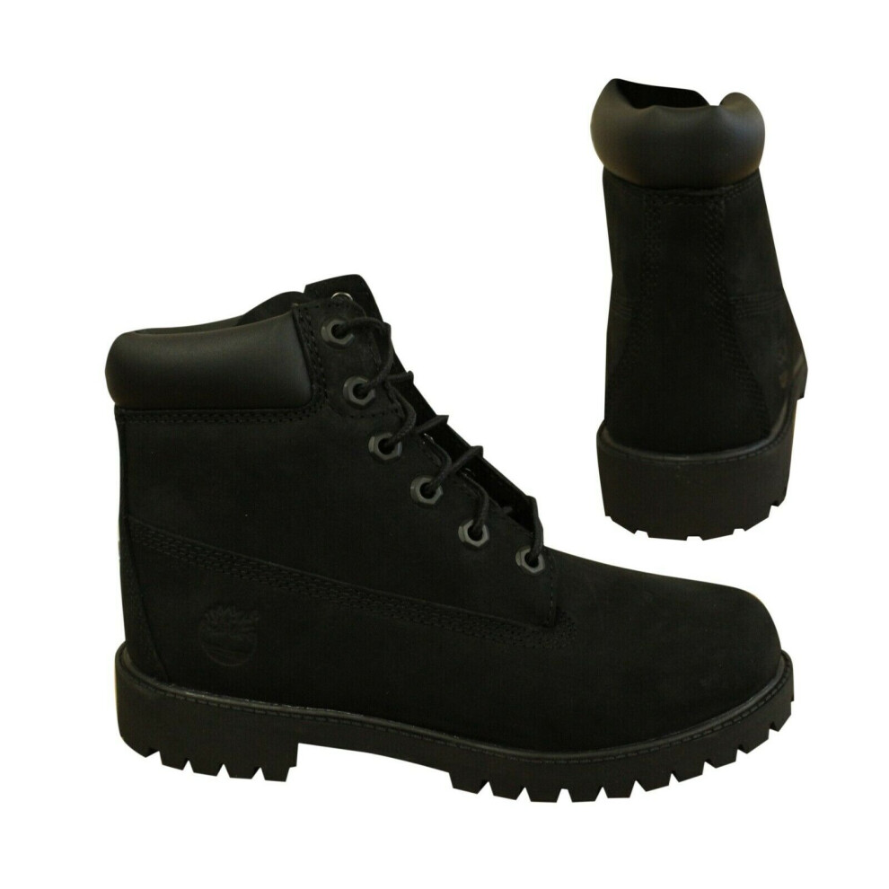 (6.5 (Adults')) Timberland 6 Inch Classic Lace Up Youths Juniors Leather Black Boots 12907 X4A