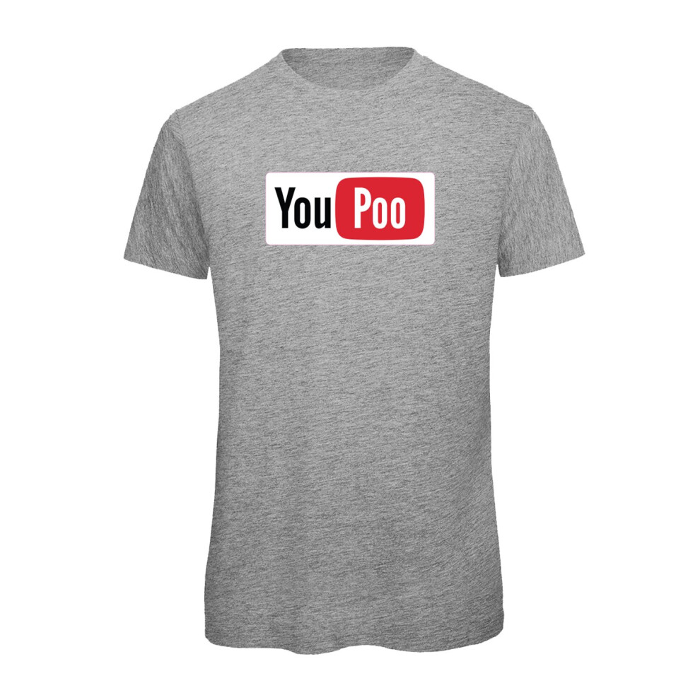 (Sport Grey, M) Funny 'You Poo' You Tube Parody Graphic 100% Organic Very High Quality T-shirt, Gift Boxed  Perfect Christmas, Birthday Gift-image-OPC-P9NDK6F-NEW