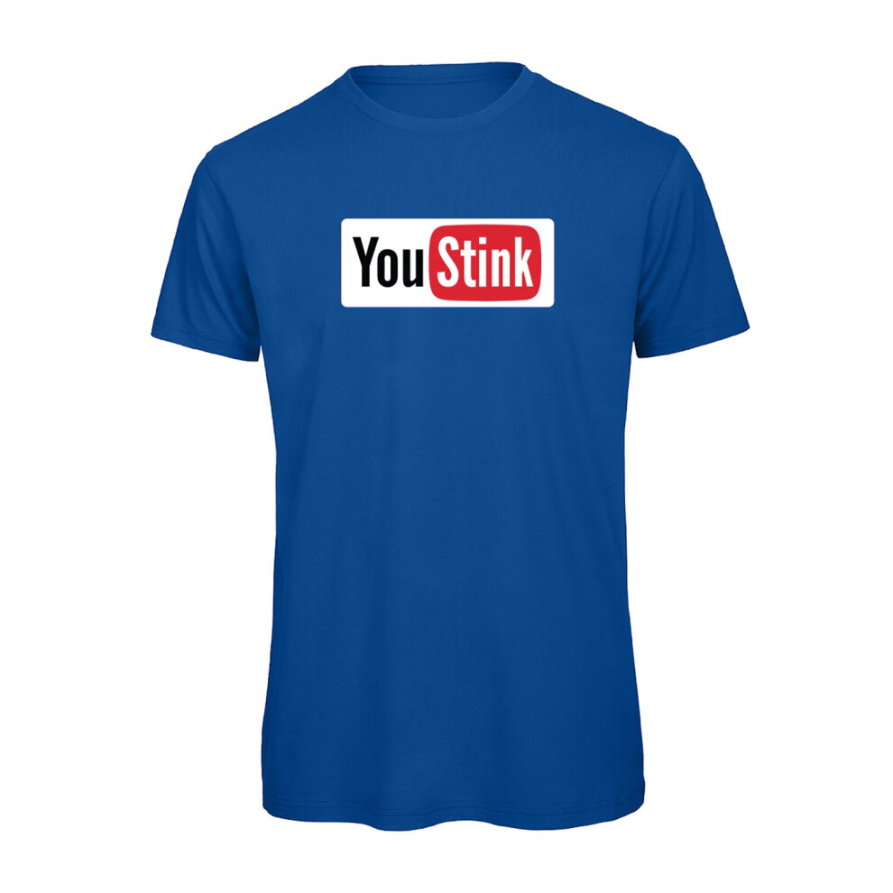 (Royal Blue, S) Funny 'You Stink' You Tube Parody Graphic 100% Organic Very High Quality T-shirt, Gift Boxed  Perfect Christmas, Birthday Gift-image-OPC-P9NDKDS-NEW