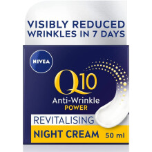 NIVEA Q10 Anti-Wrinkle Power Revitalising Night Cream (50ml), Anti-Wrinkle Face Cream with Skin Identical Q10 and Creatine