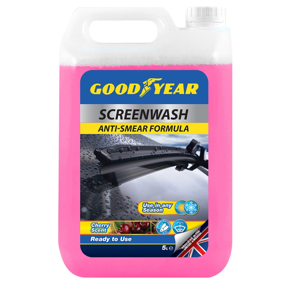 Goodyear 5 Litre Car Windscreen Wash Anti-Smear Screen Wash Windshield Cherry 5L