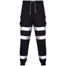 (XL, Black) Mens High Visibility Safe Work Reflective Trousers