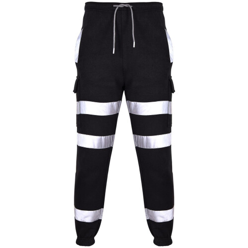 (XL, Black) Mens High Visibility Safe Work Reflective Trousers