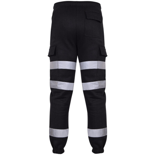 (XL, Black) Mens High Visibility Safe Work Reflective Trousers 1