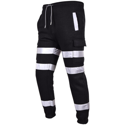 (XL, Black) Mens High Visibility Safe Work Reflective Trousers 2