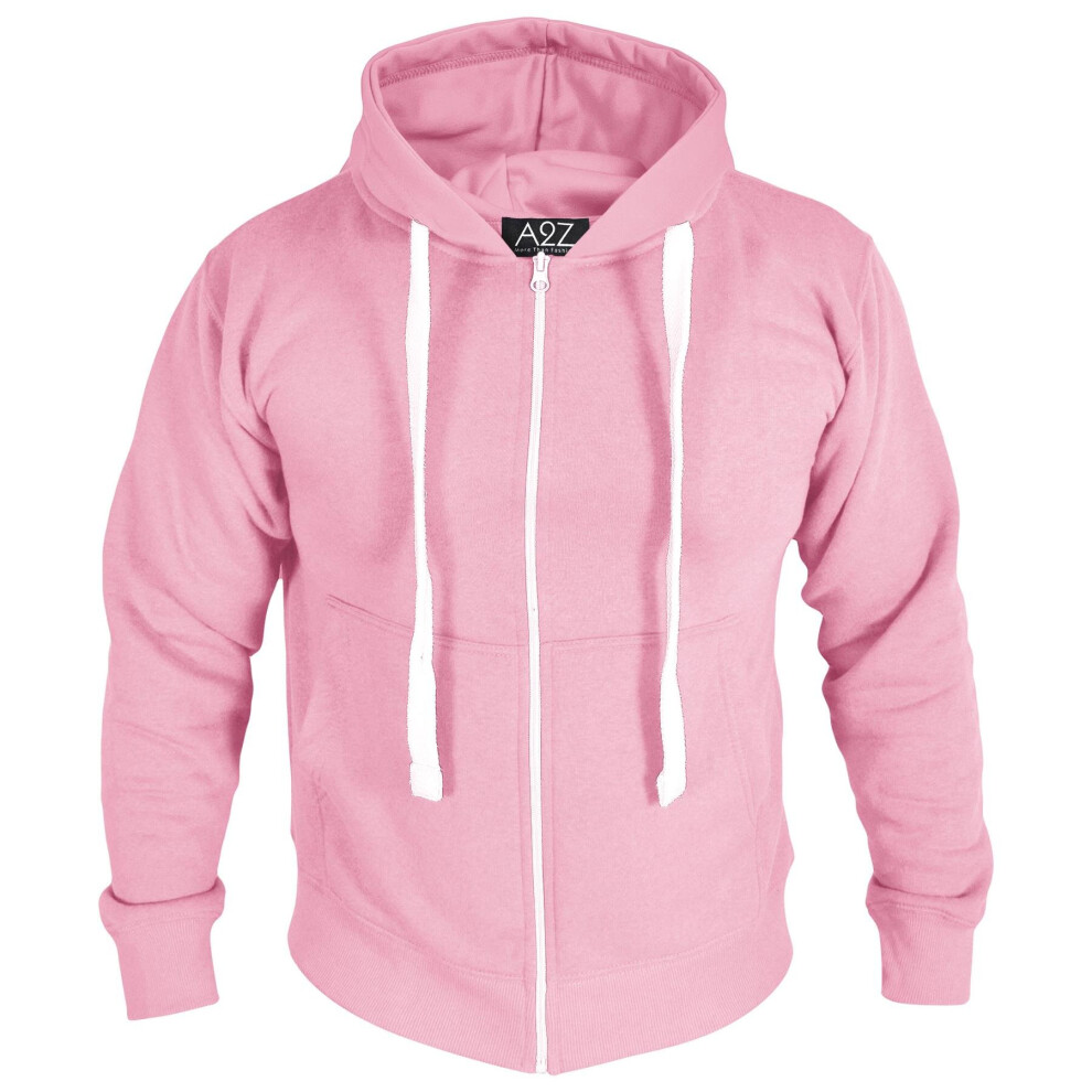 A2z (4Xl, Baby Pink) Mens High Visibilty Pullover Safety Zipper S-4Xl