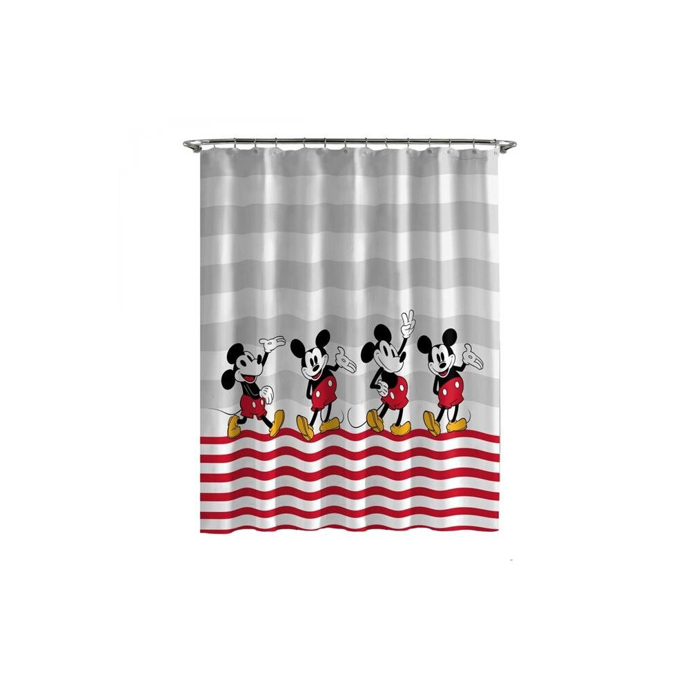 Rideau de douche Jay Franco Disney Mickey Mouse Hello There et rideau de bain en tissu facile d'entretien pour enfants (produit officiel Disney)