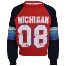 (13 Years, Red) Boys Girls Michigan Sweatshirt Jumper Tracksuit Top