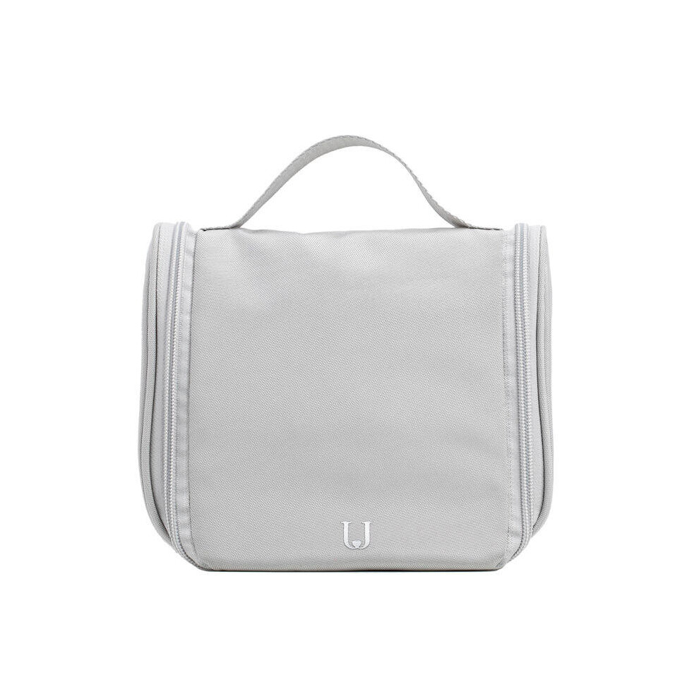 (Grey) Nylon Multi-purpose Waterproof Cosmetic Bag Portable Hook Hanging Travel Bag Toilet Bag