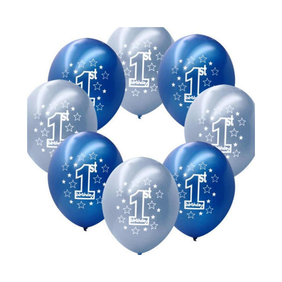 10 Pcs Per Set Blue Boy's 1st Birthday Printed Inflatable Pearlised Balloons Christmas Decoration
