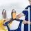 (Blue) Electric Folding Clothes Hanger Dryer Ultraviolet Sterilization 200W Suit Shoes Portable Rack Machine Timing Function -DD 3