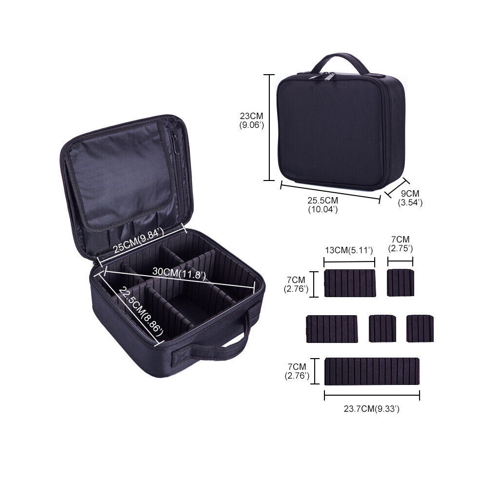 (Black) Travel Cosmetic Makeup Bag Wash Organizer Storage Box