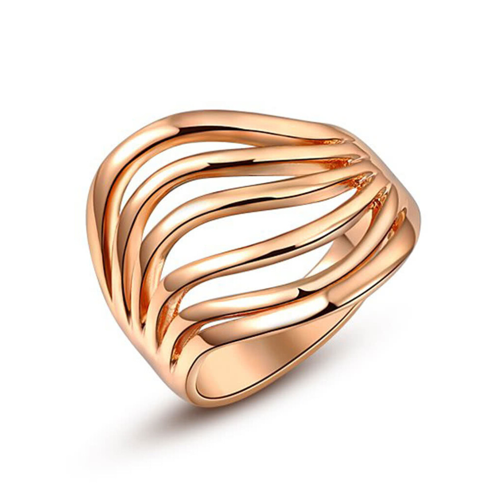 (Gold) Unique Gold Plated Classic Ring Jewelry for Women Wedding Engagement Gift Girls Party