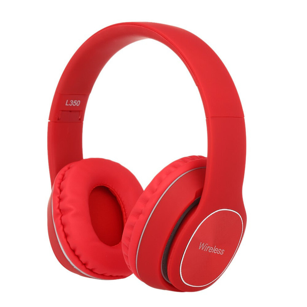 (Red) Wireless Bluetooth Headphones Over-ear 5.0 Sports Headsets Support TF Card 3.5mm AUX IN FM Radio