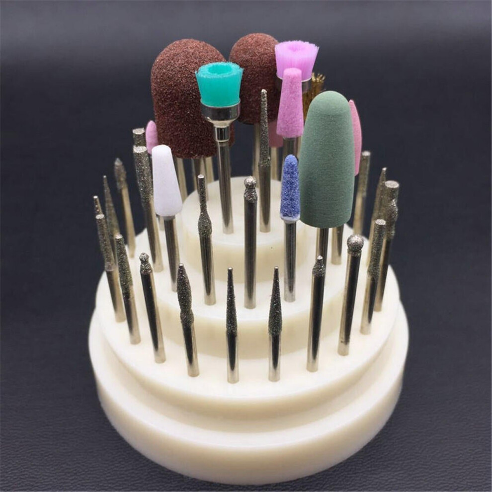 (White) 45Pcs Ceramics Tungsten Steel Gel Removal Manicure Tool Set Abrasive Tool