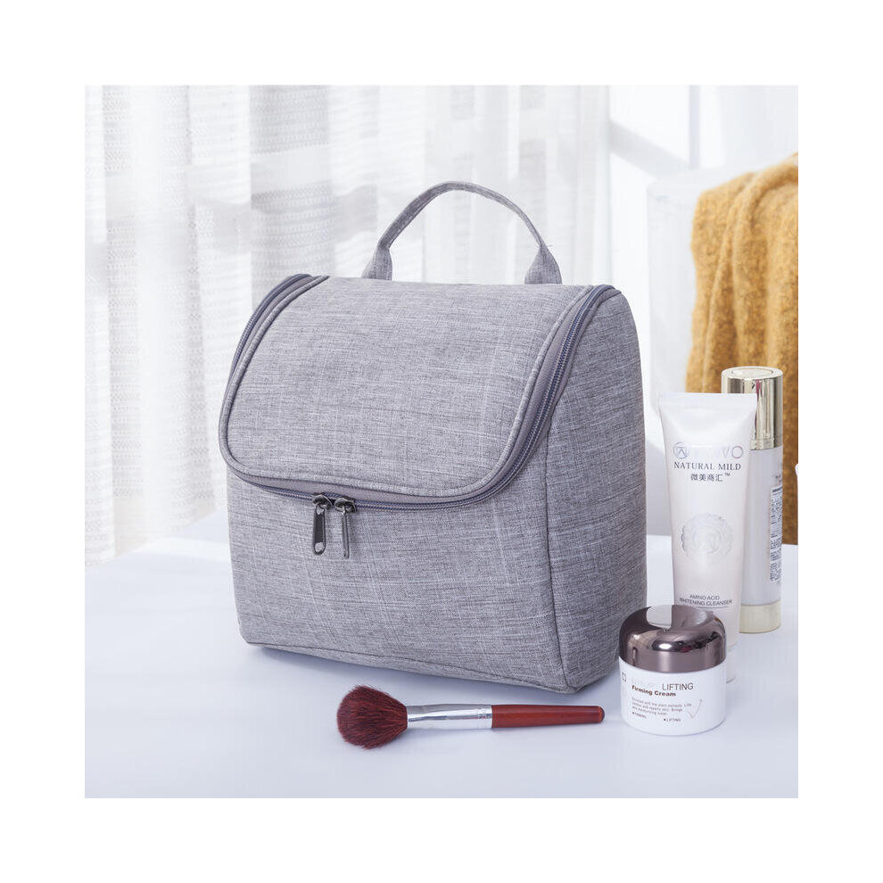 (Light Grey) Large Capacity Travel Storage Bag Cation Oxford Cloth Wash Bag Outdoor Hanging Cosmetic Waterproof Bag