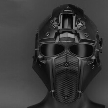 (Black) Military Airsoft Full Face Helmet Safety Tactical Adjustable CS Mask Shooting Helmet Mask Head Protector Outdoor Hunting