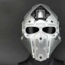 (Silver) Military Airsoft Full Face Helmet Safety Tactical Adjustable CS Mask Shooting Helmet Mask Head Protector Outdoor Hunting