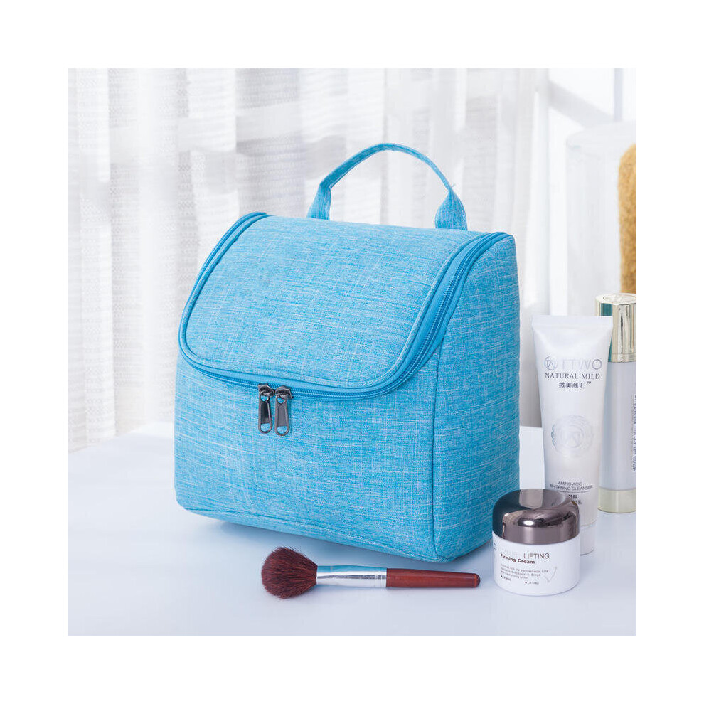 (Blue) Large Capacity Travel Storage Bag Cation Oxford Cloth Wash Bag Outdoor Hanging Cosmetic Waterproof Bag