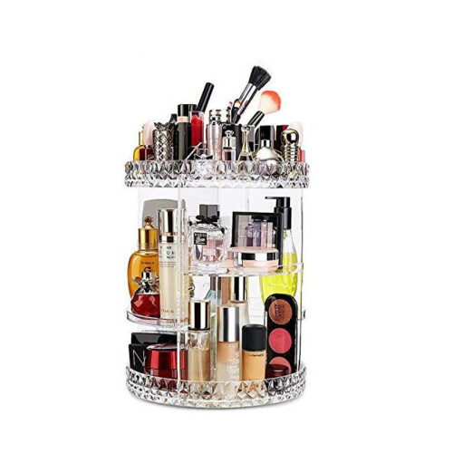 (DiaMond) Plastic Cosmetic Storage Box, Rotating Organizer