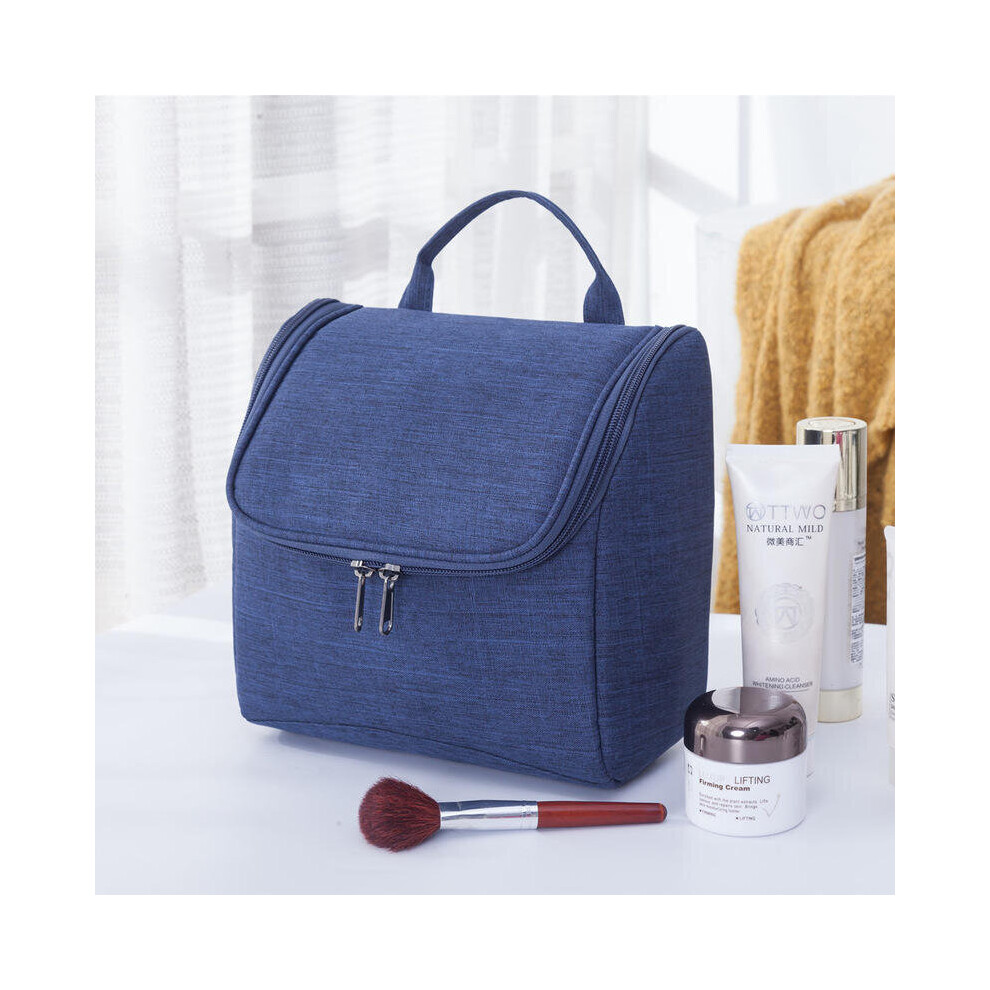 (Navy) Large Capacity Travel Storage Bag Cation Oxford Cloth Wash Bag Outdoor Hanging Cosmetic Waterproof Bag