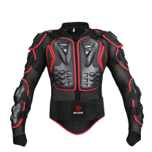 (Red Jacket, 2XL) Motorcycle Racing Body Armor Protector Gear