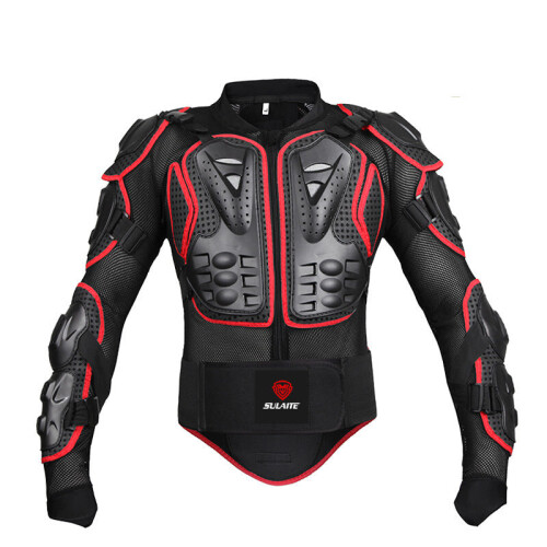 (Red Jacket, 3XL) Motorcycle Racing Body Armor Protector Gear