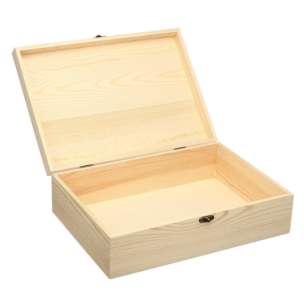 (L) Wooden Vintage Treasure Chest Wood Jewelry Storage Box Case Organiser Ring