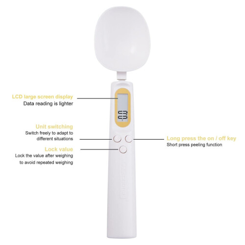 (White) Usb 0.1g Digital Electronic Spoon Scale Kitchen Measuring Spoon Weighing Food Device 2