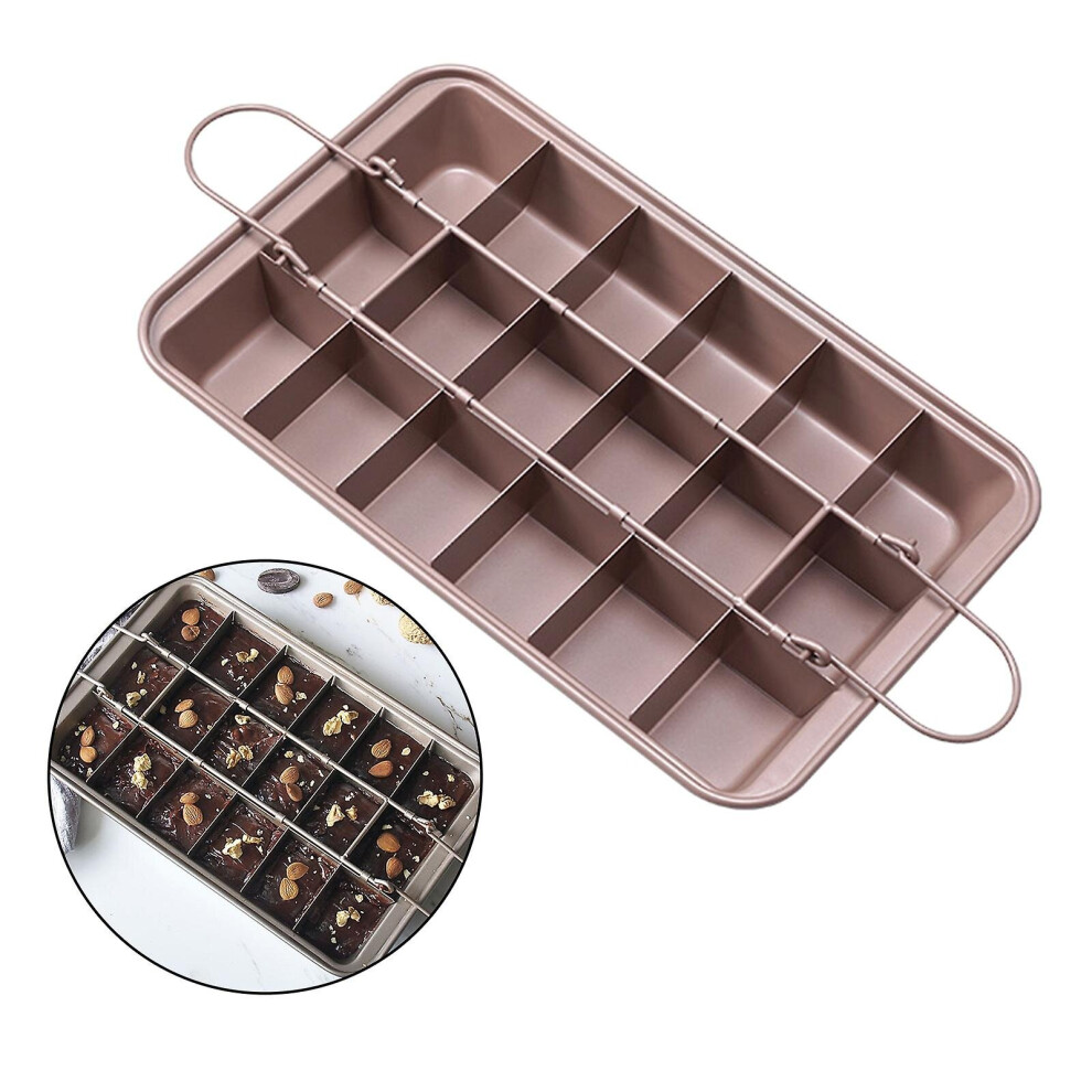 (Pink) Brownie Pans With Dividers Non Stick Steel Bread Tray Cake Baking Mould Kitchen Bakeware Tool