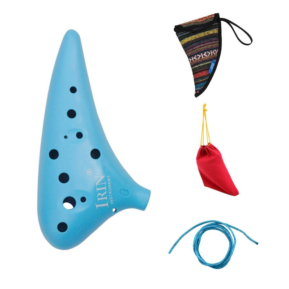 (blue) 12 Holes Ocarina Kiln-fired Ceramic Alto C Legend of Ocarina Flute Music Instrument ABS 4 colors