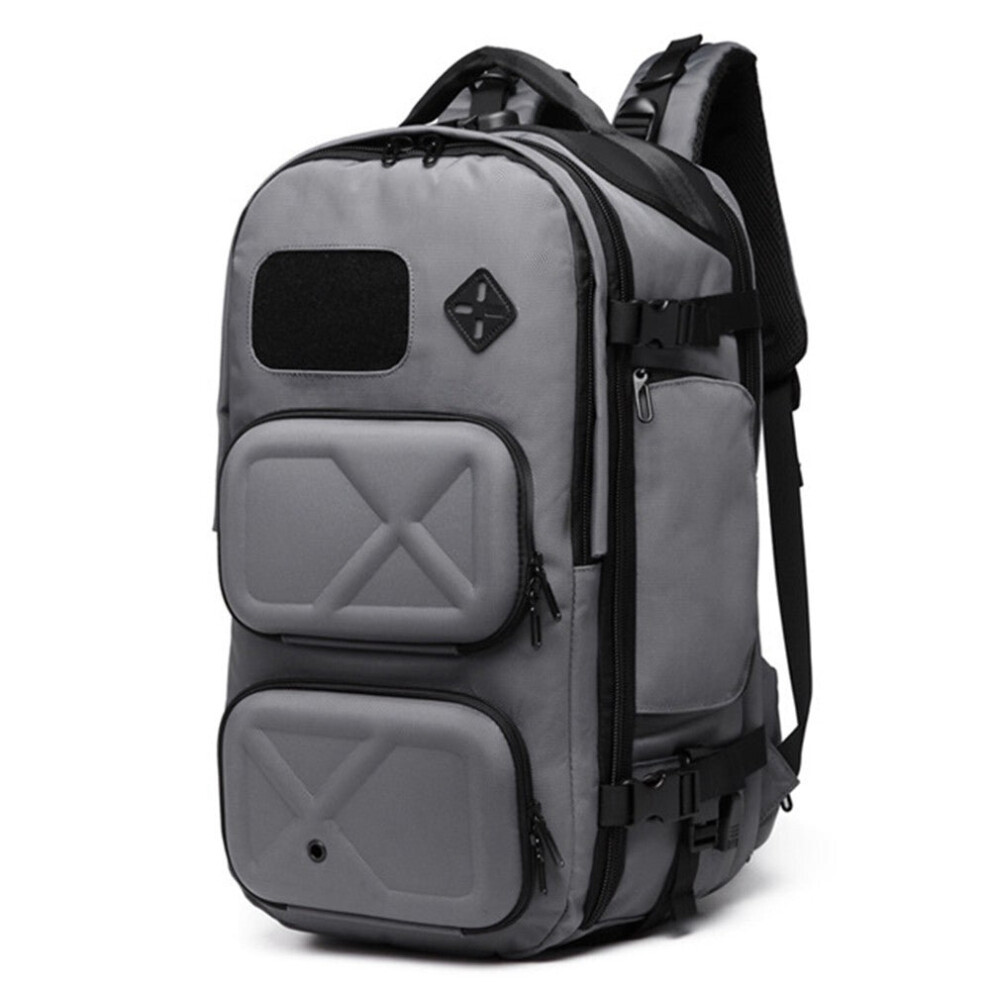 (Gray, 27x18x48cm) Outdoor Backpack Man USB Anti-Theft Large Capacity Multi-Function Waterproof Travel