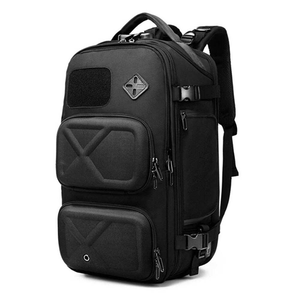 (Black, 27x18x48cm) Outdoor Backpack Man USB Anti-Theft Large Capacity Multi-Function Waterproof Travel