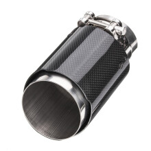 (Straight Edge) 66mm 89mm Carbon Fiber Black Universal Car Exhaust Tips Muffler Pipe Tail End