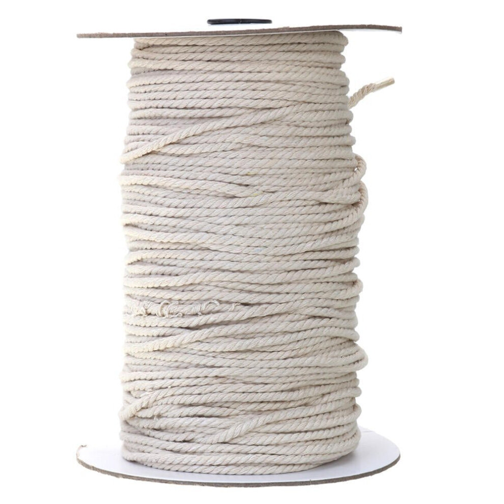 (6mm) 3/4/5/6mm Natural White Braided Wire Cotton Twisted Cord Rope DIY Craft Macrame String