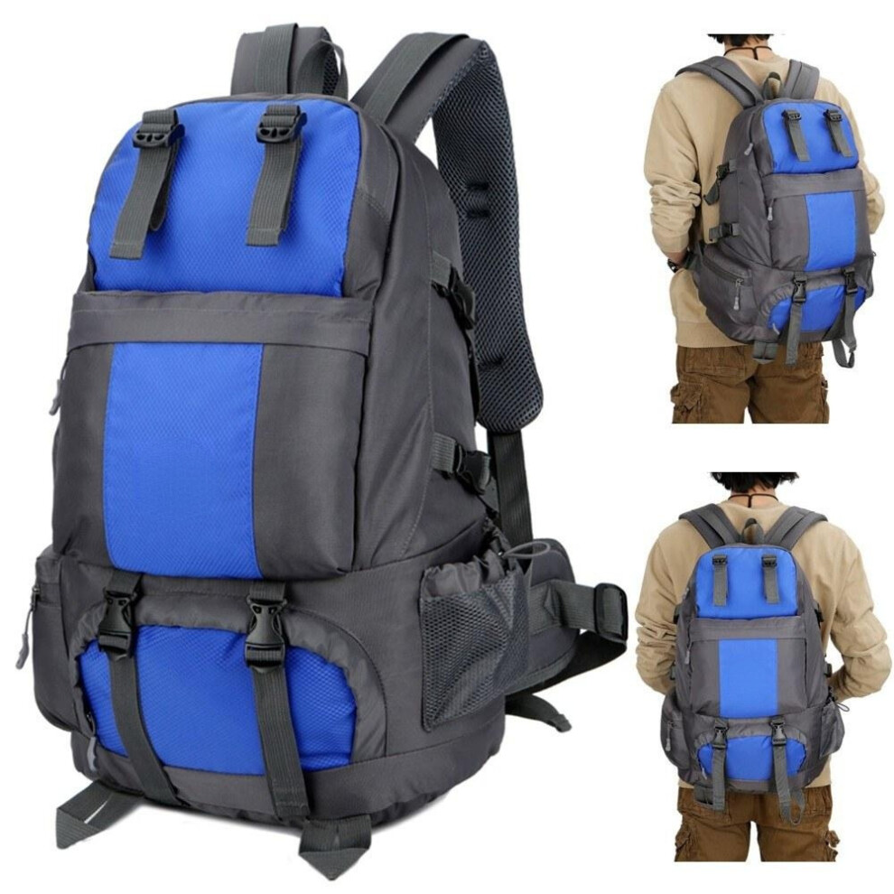 (Blue) 50L Hiking Backpack Waterproof Outdoor Sport Travel Daypack Bag