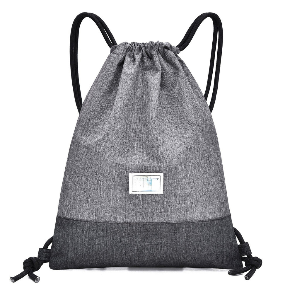 (Light Grey) Water-resistant Drawstring Backpack Bag